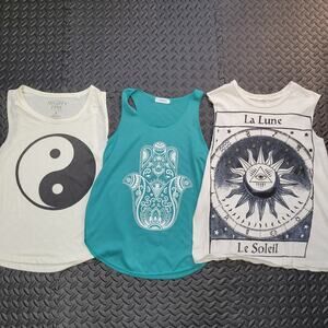 Bundle of 3 Graphic Tank Tops, Size Small, Boho Spiritual Style